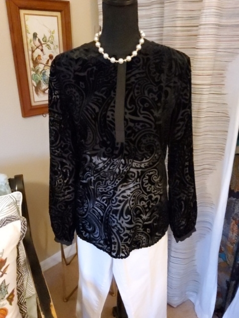 Linda Allard, Ellen Tracy Velvet Burnout Blouse.